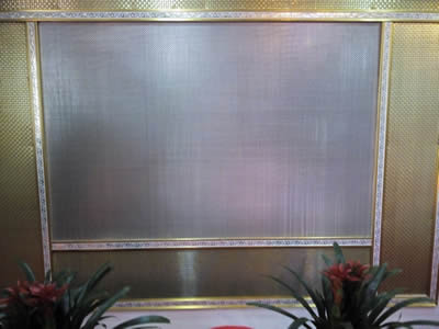 Brass weave decorative mesh is installed for room decoration.