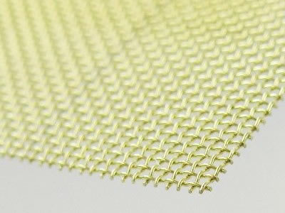 Brass wire mesh with small holes.