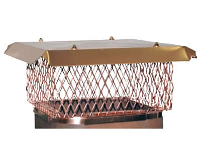 The picture shows copper expanded mesh chimney cap with brass cover.