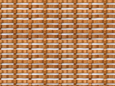 A copper woven crimped decorative mesh with rectangular grilles is made of thick wraps and wefts.