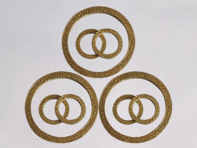 There are three big and six small ring compressed knitted mesh filters.