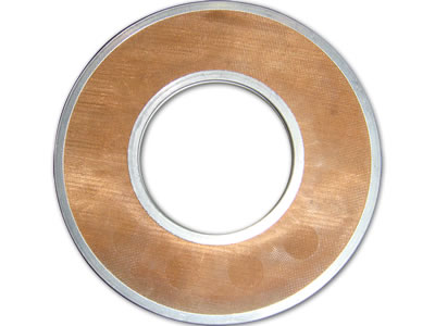 The picture shows a ring filter of copper wire cloth and perforated mesh with aluminum edge.